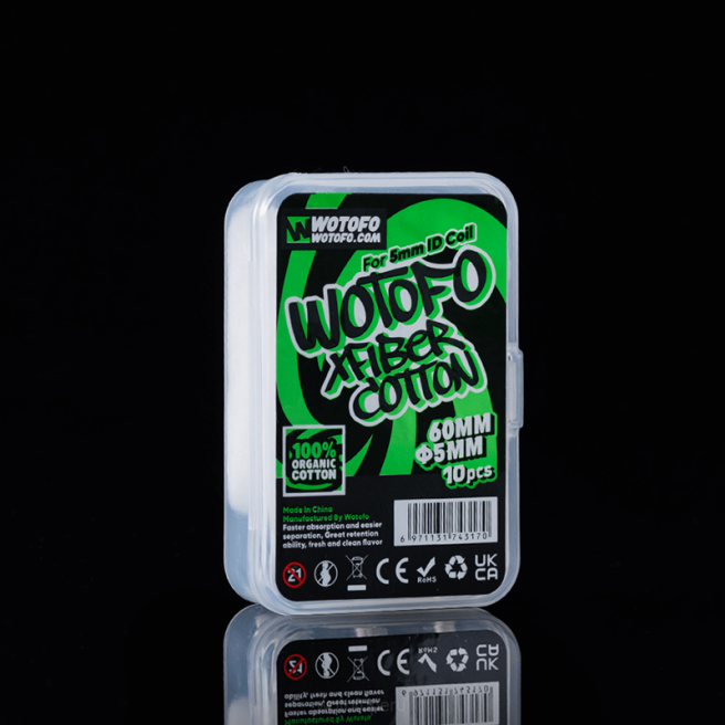 Wotofo Algodón xfiber para bobina de identificación 5 mm de espesor 10 piezas D66P348 Wotofo Nicotine