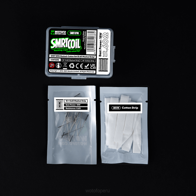 Wotofo SMRT conjunto rpm de malla y algodón Malla de 0,6 ohmios + algodón. D66P365 Wotofo Desechable