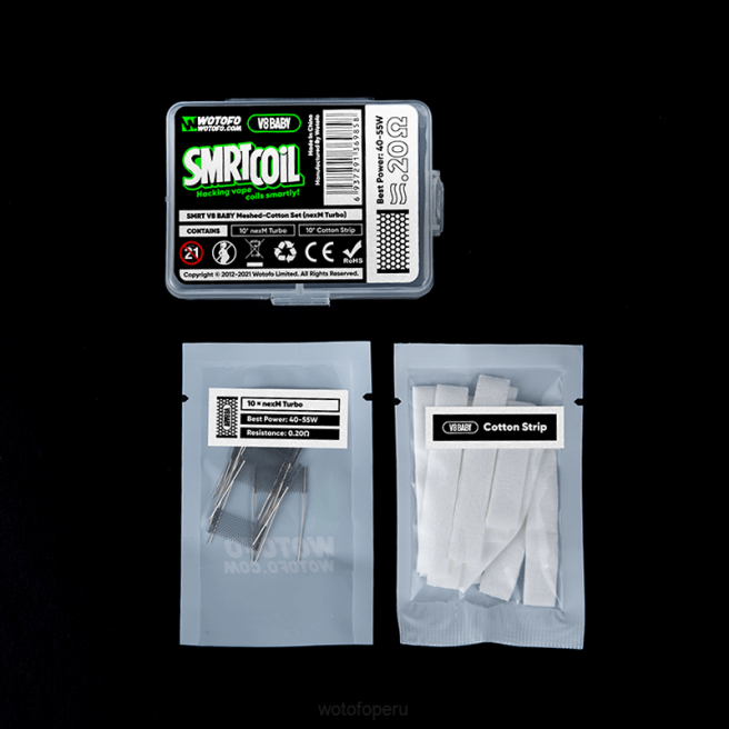 Wotofo SMRT conjunto v8 baby de malla y algodón frío nexmesh D66P352 Wotofo Lima