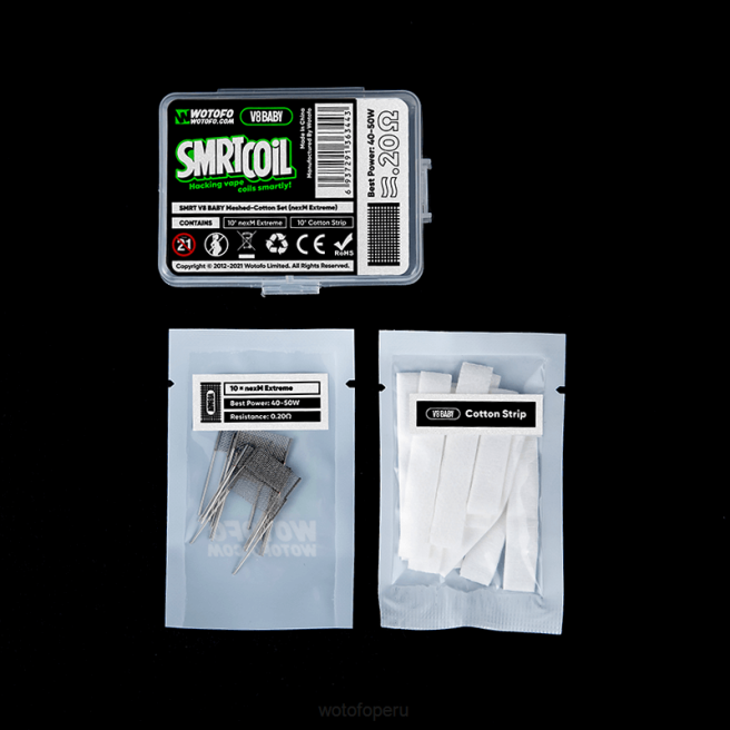 Wotofo SMRT conjunto v8 baby de malla y algodón frío nexmesh D66P352 Wotofo Lima